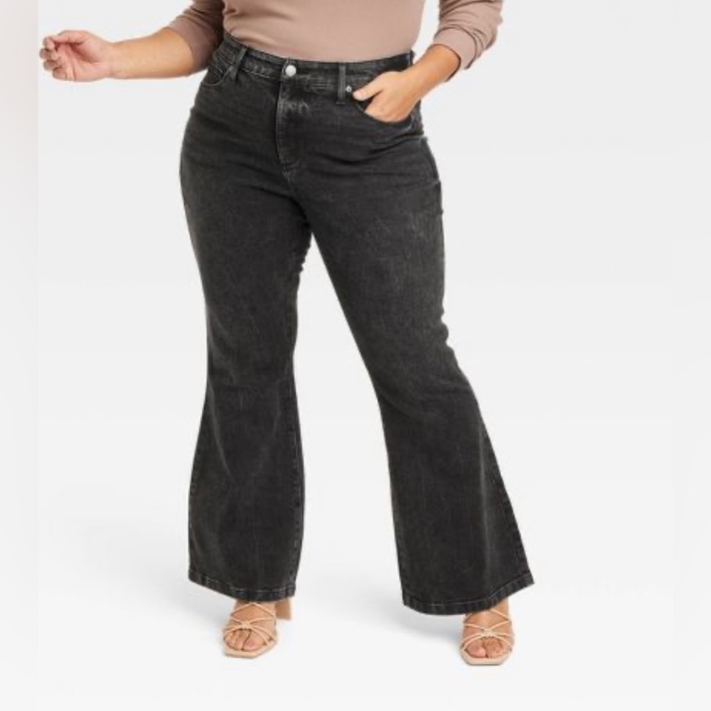 NEW Ava & Viv black denim flares 14/16